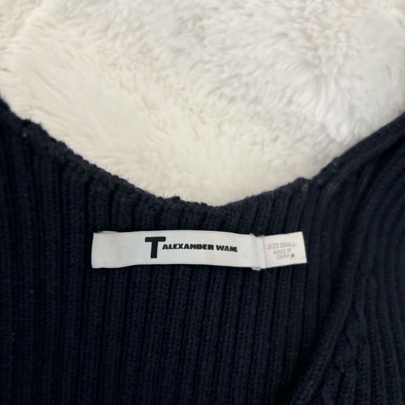 T by Alexander Wang Cotton Rib Knit Two-Way Zip Cropped Tank Size Small Stretch - Picture 7 of 11